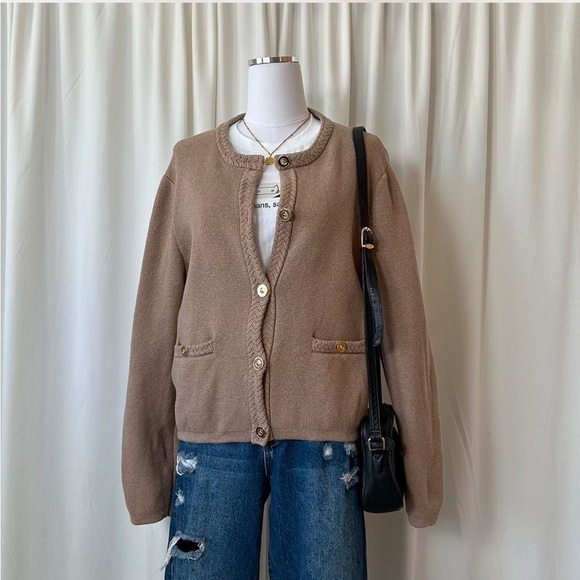 J.Crew Cotton Lady Jacket Sweater Brown Cardigan XL. - Picture 5 of 8